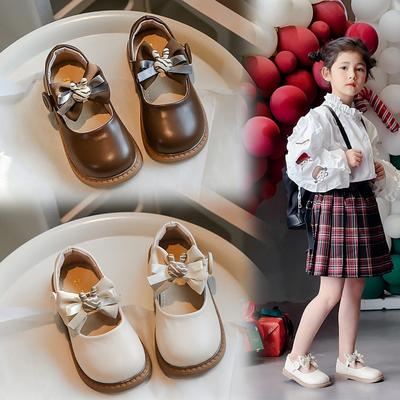 Girls' Small Leather Shoes, Fashionable British Performance Princess Style Girls' Fashion Shoes, Versatile