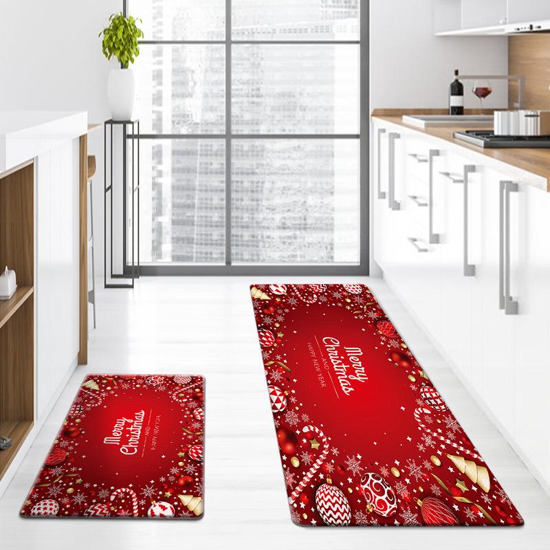Christmas Thickened Kitchen Floor Mats, Dust-proof, Anti-slip, Festive, Festive, Christmas Decoration, Entrance Floor Mats