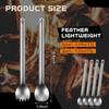 Minatee 4 Pieces Titanium Long Handle Spork and Spoon 8.4 Inch Ultralight Portable Flatware Lightweight Soup Spoon Camping Spork Utensil for Outdoor