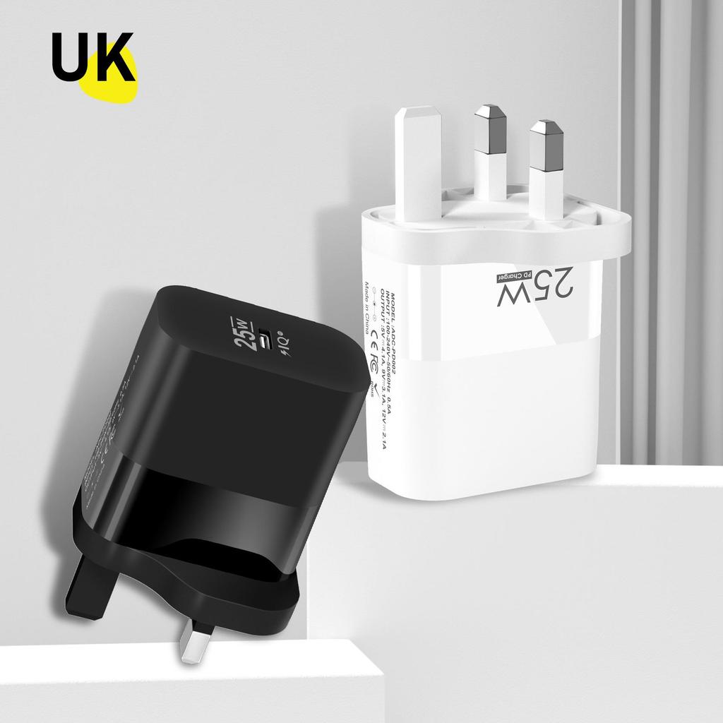PD25W Type-C Charger: Single Port, EU/US/UK Standard Adapter for Mobile Phones