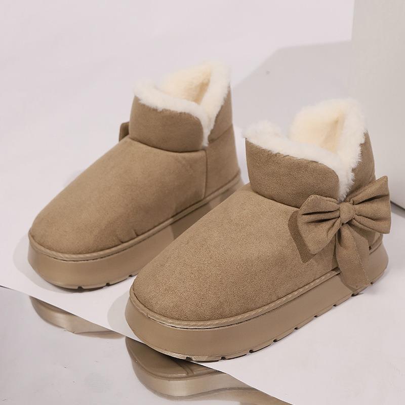 New Cotton Slippers: Fashionable Autumn/Winter Cotton Slippers for Men and Women with Bow Detail Indoor/Outdoor Oversized Warm Shoes