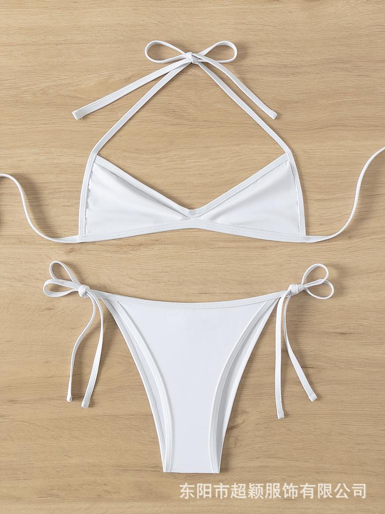 New European And American Sexy Tether Neck Micro Pleated Triangle Bag Beach Bikini