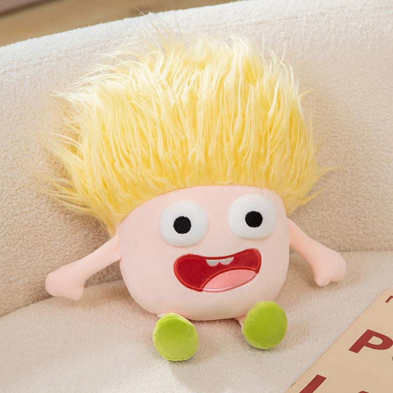 Cute Versatile Hairstyle Plush Toy Soft Stuffed Colorful Big Eye Funny Bedroom Pillow Doll Kids Birthday Gifts Boy Girls