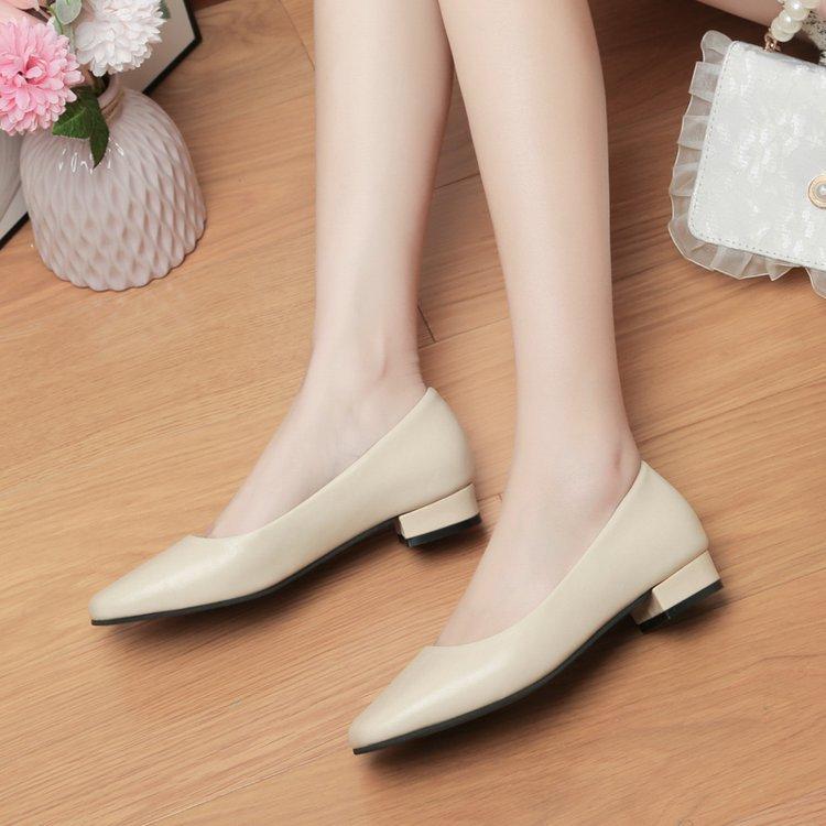 Damenschuhe in Übergröße mit quadratischer Zehenpartie, lässig, einfarbig, dicker Absatz, flacher Mund, niedriger Absatz, Schuhe 35–41