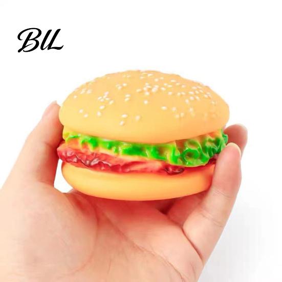 Jouet à mâcher Burger réaliste 2PCS Chien Siffleur Forme Vinyle Non Toxique Animaux de compagnie Jeu Interactif pour le Nettoyage des Dents et l'Activité