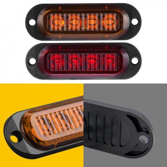 4LED Oval Amber/Red Side Turn Light Tail Clearance Lamp Truck Trailer RV Pick-Up
