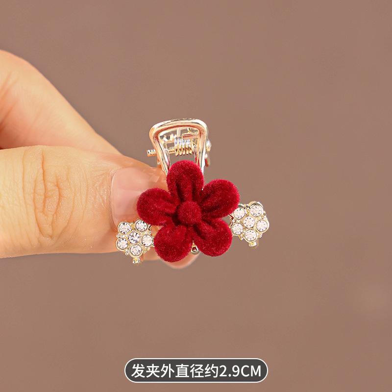 Floare Trandafir Roșu Clamă Mică de Păr Floare Trandafir cu Stras Clip Prindere Accesorii de Păr de Zână Femeie Frunte Păr Rupt Breton Clip Articole de Păr