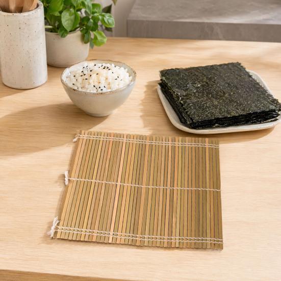 Tappetino da Sushi in Bambù, Tappetino Arrotolatore per Sushi con Alghe Nori, Strumento per Preparare Sushi Fatto in Casa per Casa e Ristorante