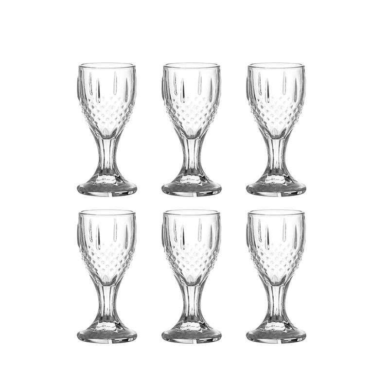 Shot Glass Set 6pcs Small Wine Glass Creative European Retro Exquisite Wineware Drinking Cup Diamond Painting Mini Glass Cup Set