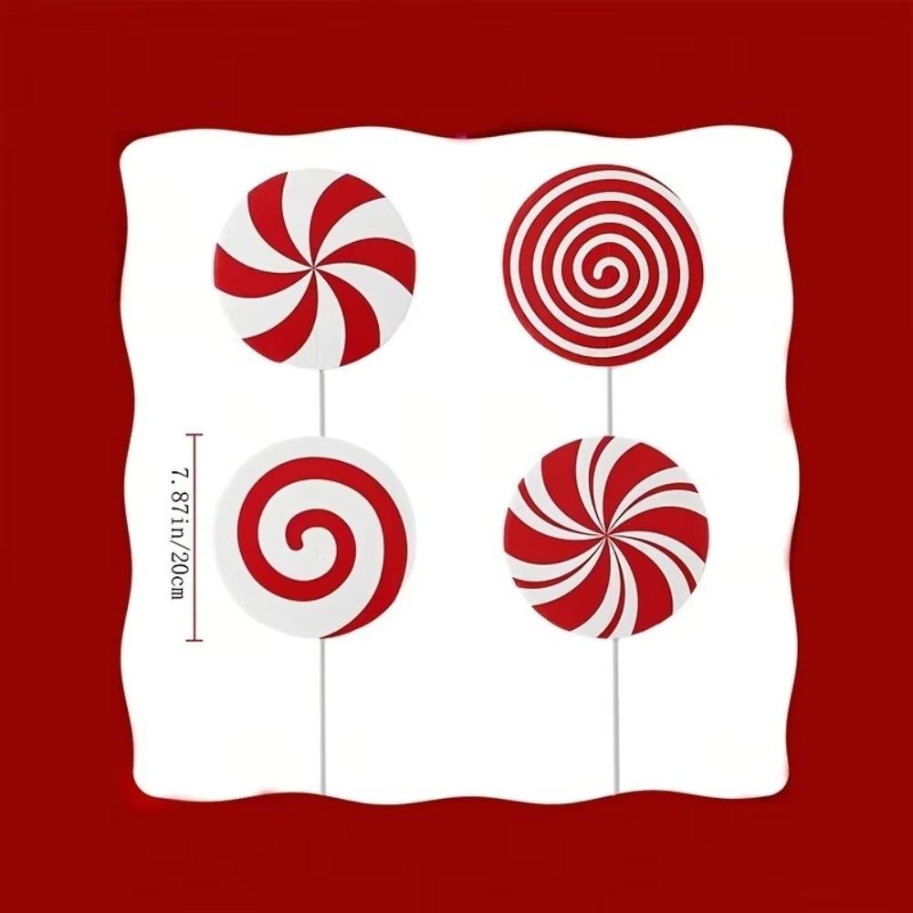 4/8/12Pcs Peppermint Lollipop Picks Christmas Tree Ornaments Large Size Christmas Tree Top Star