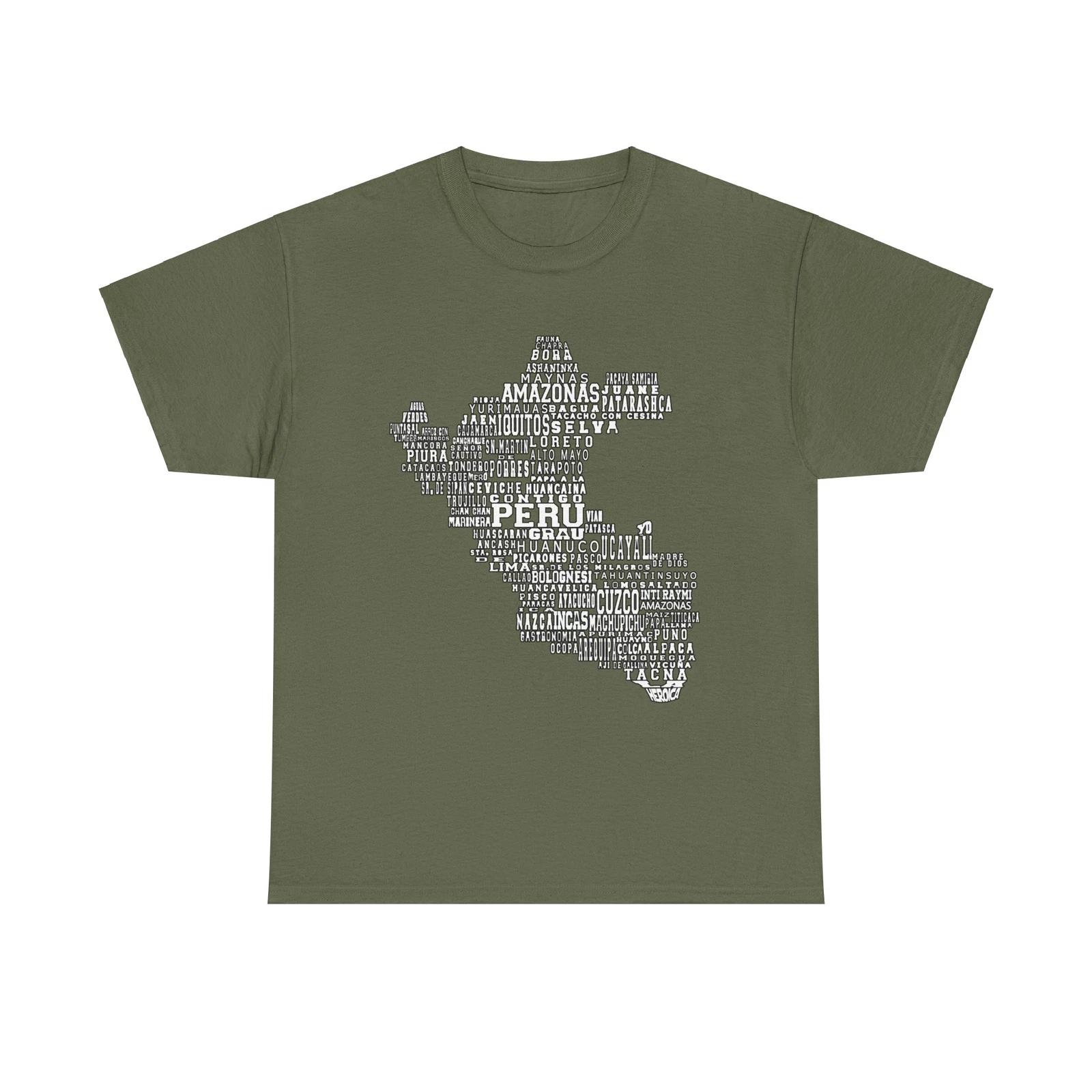 Peruvian Map of Words Tee, Alpaca Llama South America Graphic Tshirt, Travel 4XL