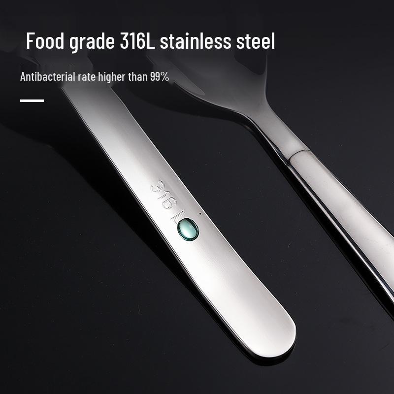 Thickened 316L Stainless Steel Teaspoon: Flat Bottom, Household & Children's Soup Spoon.