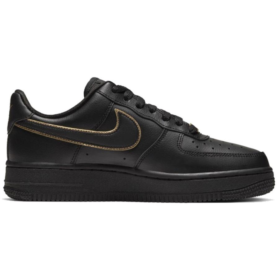 Nike Air Force 1 Low Black Gold Swoosh Women's Sneakers AO2132-005