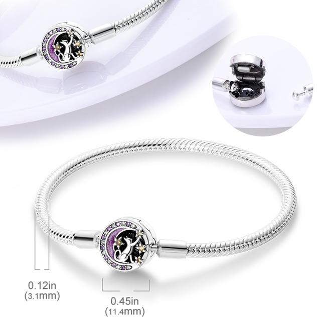 New 925 Sterling Silver Sparkling Fatima Hamsa Hand Snake Basic Chain Bracelet Fit Original Charm Beads Diy Women Design Jewelry