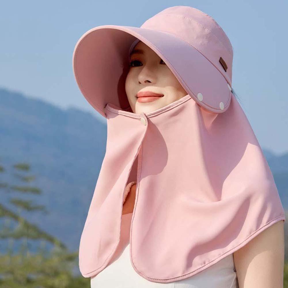 Solid Color Anti-UV Visor Cap Detachable Picking Tea Hat Fisherman Hat Neck Protection Hat  Spring