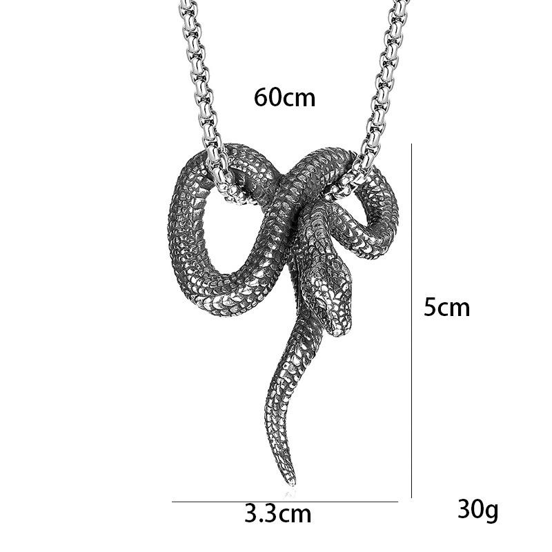 Stainless Steel Snake Pendant, Retro Personalized Python Titanium Steel Necklace Pendant Jewelry