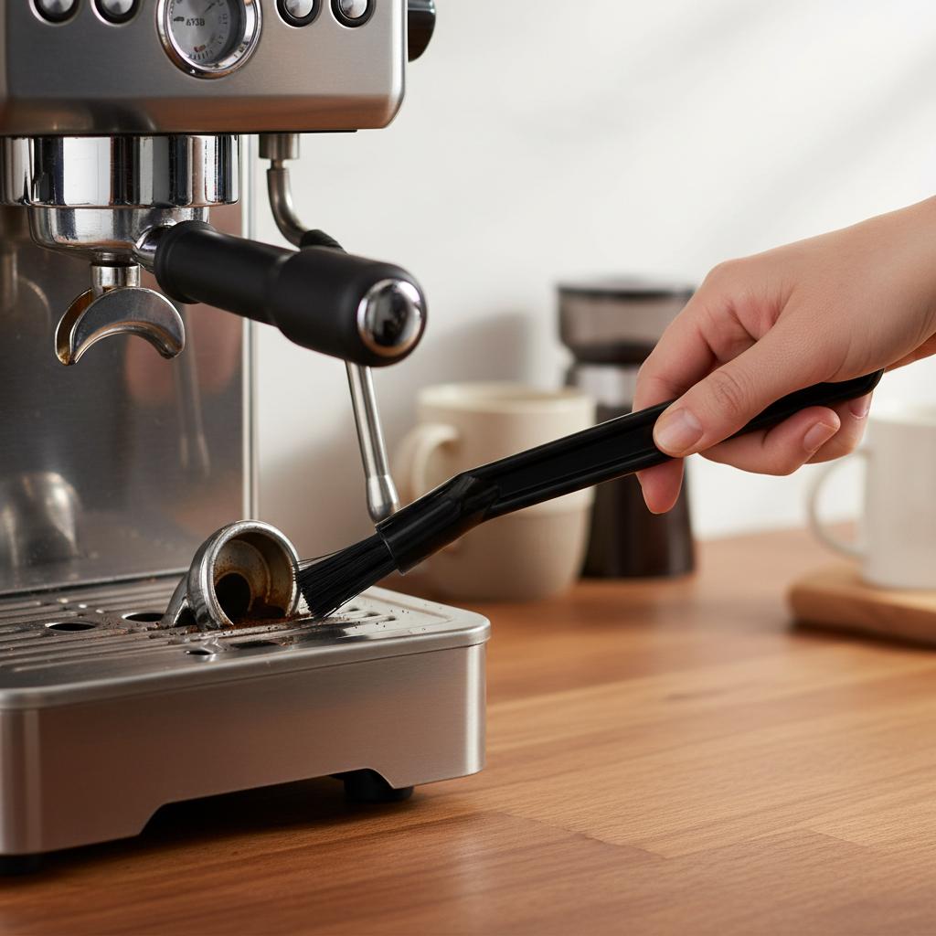 Coffee Machine Cleaning Brush Nylon Head Long Handle Brush for Espresso Semi Automatic Accessories