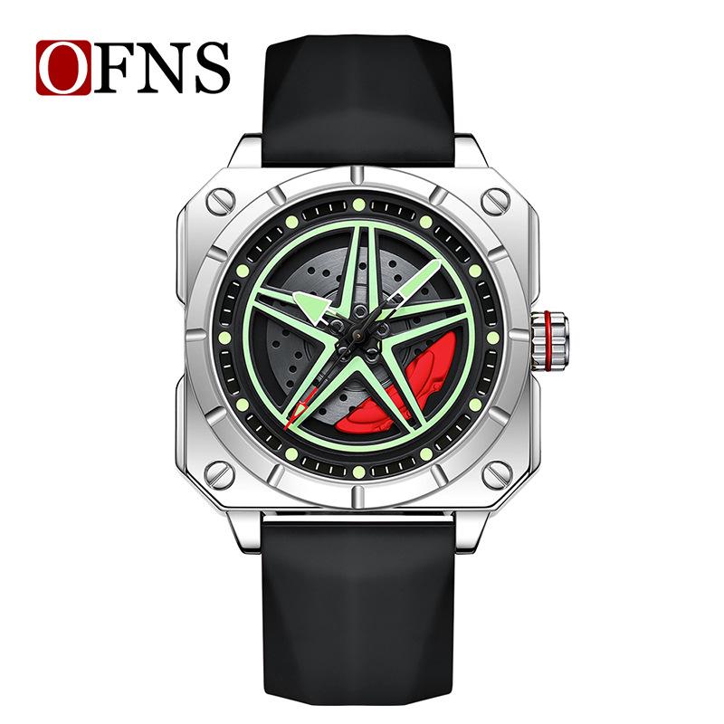 Fashionable Square Star Men's Silicone Waterproof Wristwatch