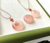 Xinjiang Peach Blossom Golden Silk Jade Pendant Necklace with Pink Jade Buddha Charm