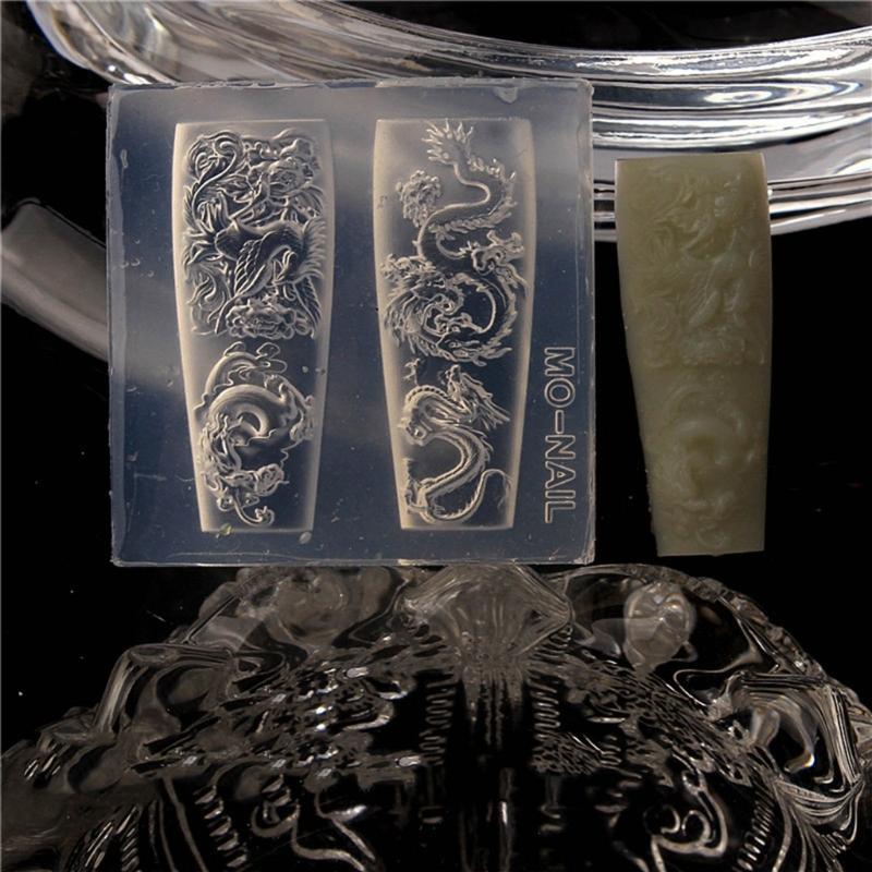 Nail Art Silicone Mold Beautiful 3D Nails Molds Dragon Year Nail Stencils Sculpture Mould Decorations for Manicurists