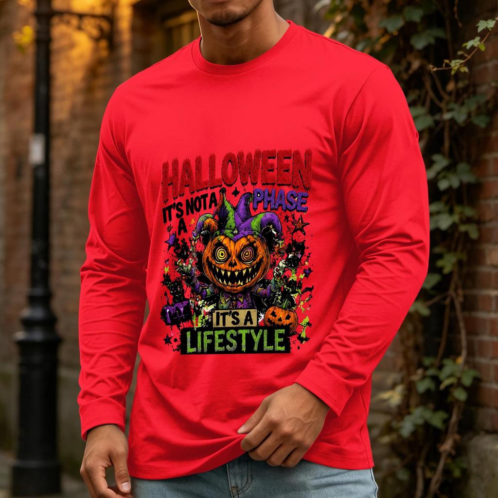 Men's Halloween Long Sleeve Neck Casual T-Shirt for Holiday Party