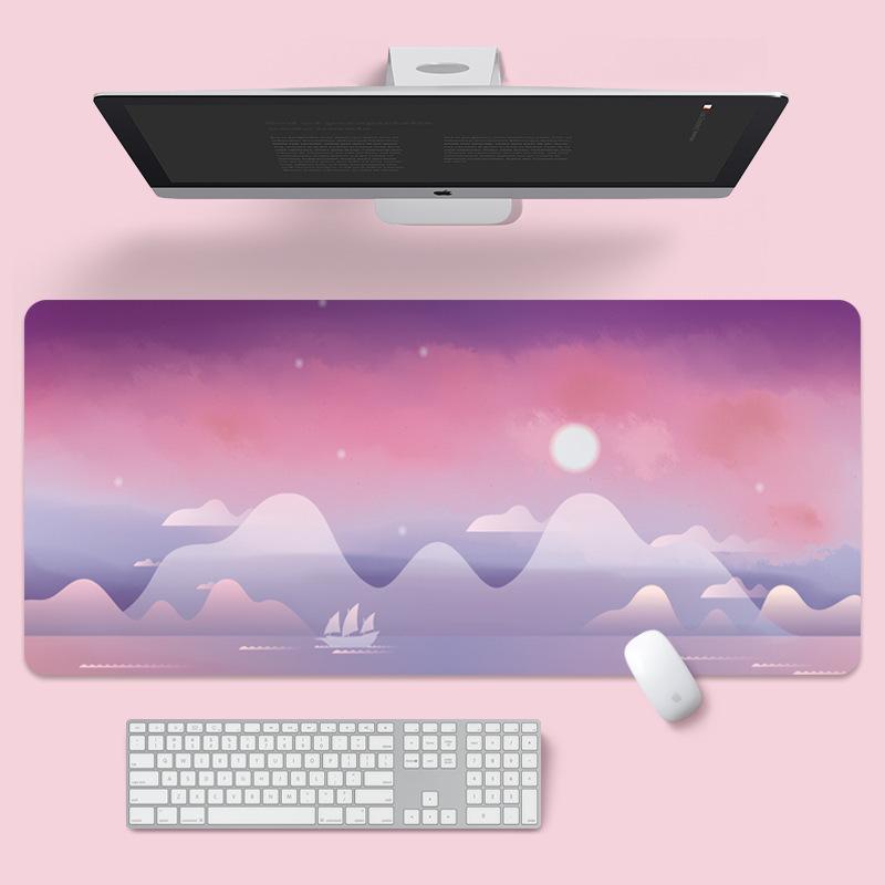 Tampă mouse-ul peisaj cu nori mov Covoraș mare pentru computer Tampă de birou anti-alunecare cu fund din cauciuc Covoraș pentru tastatură pentru laptop Tampă pentru birou de birou
