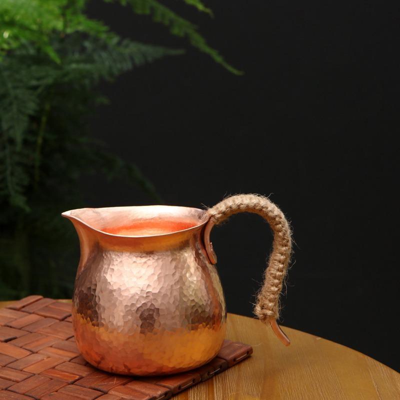1Pc Pure Copper Vintage Boiling Tea Pot Home Use with Strainer Roasted Tea Canister Handmade Tea Separation Side Handle Pot