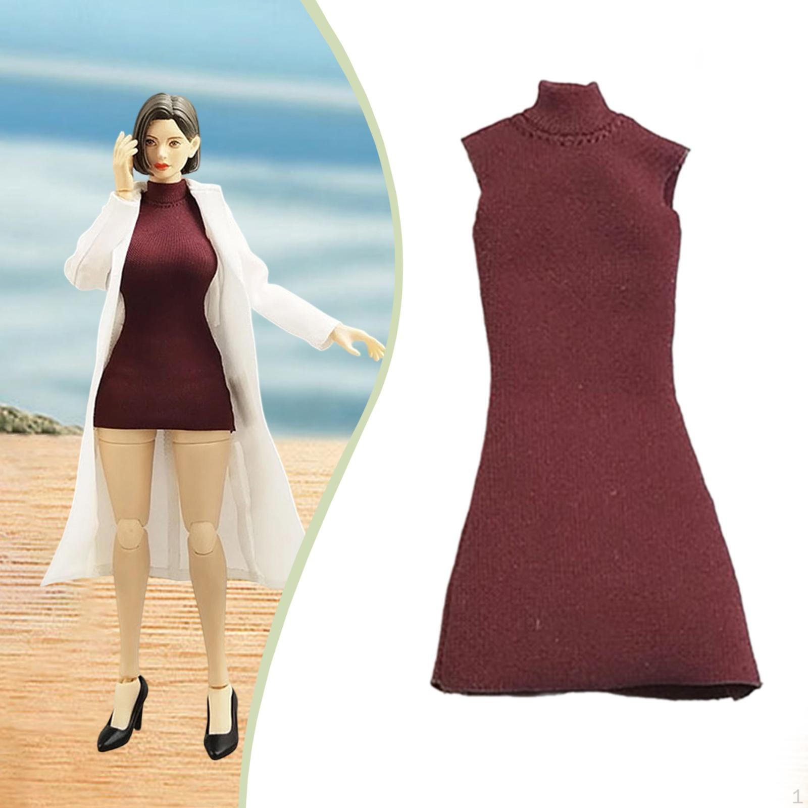 

Doll Clothes 1/12 Female High Neck Dress DIY Styling Dressing up Stylish Costume Accessories Cosplay