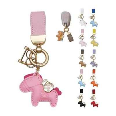 [DELUXEFOX] Horse Keychain Leather [Horse Bringing Money Luck] Bag Charm Cute Golden Money Bag Cute Stylish Decoration Horse Design Charm Smart Key