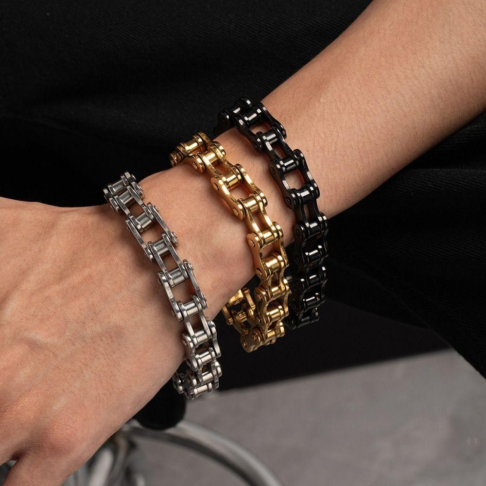 1Pcs Durable Steel Chain Bracelet 8.5" Fashion Men Bangle Retro Biker Bicycle Motorcycle Bangle Jewelry Accessory Gift
