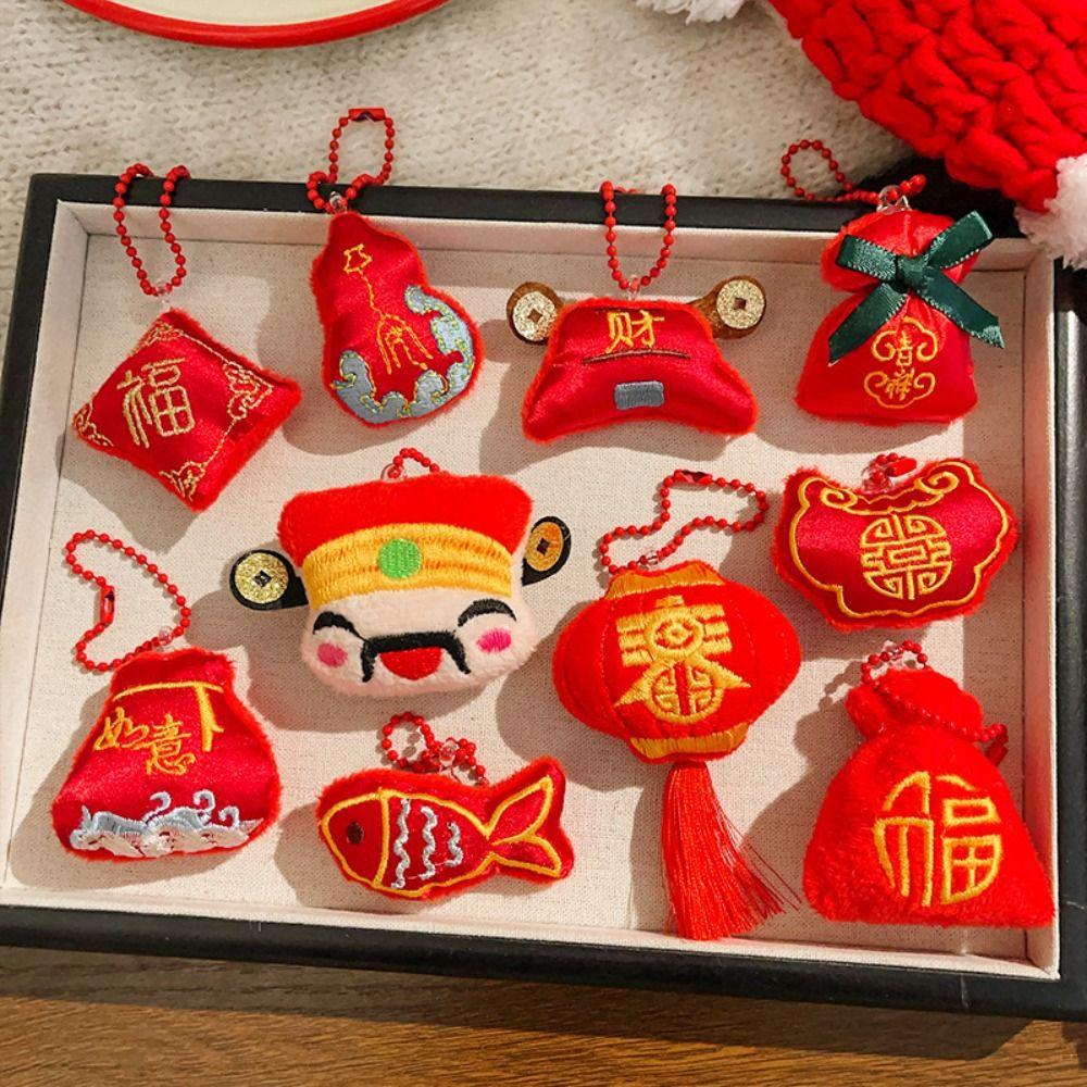 Lion Dance God of Wealth Pendant Cartoon Chinese New Year Keyring  Festive Decor