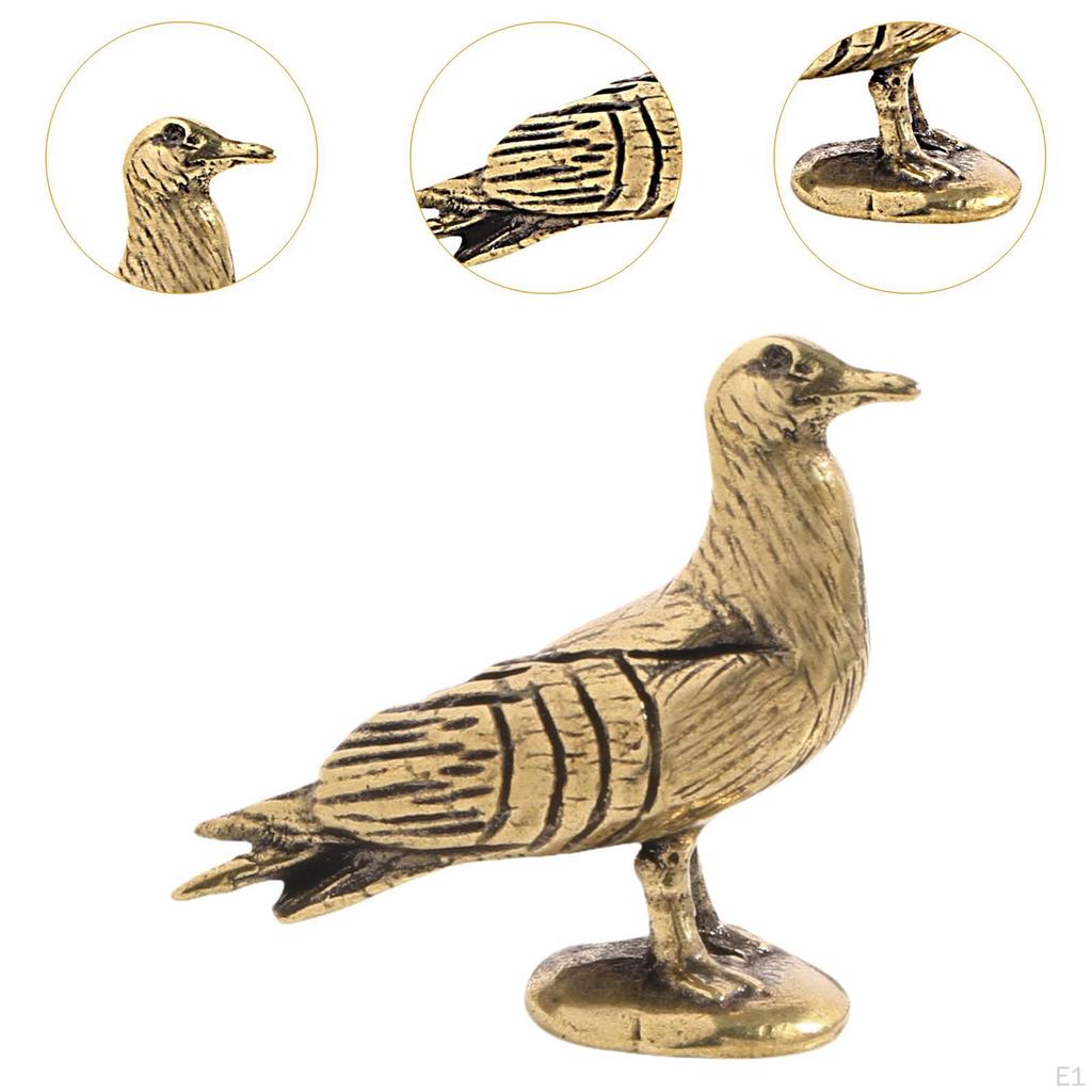 Peace Dove Statue Animal Figure Ornament Craft Collectible Brass Figurine Retro for Cabinet Dining