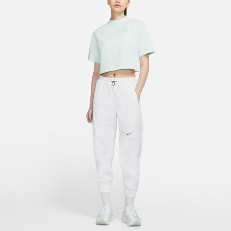 Nike Sportswear Logo Embroidered Loose Short Sleeve Knit T-Shirt Women Tops Green CJ3759-394