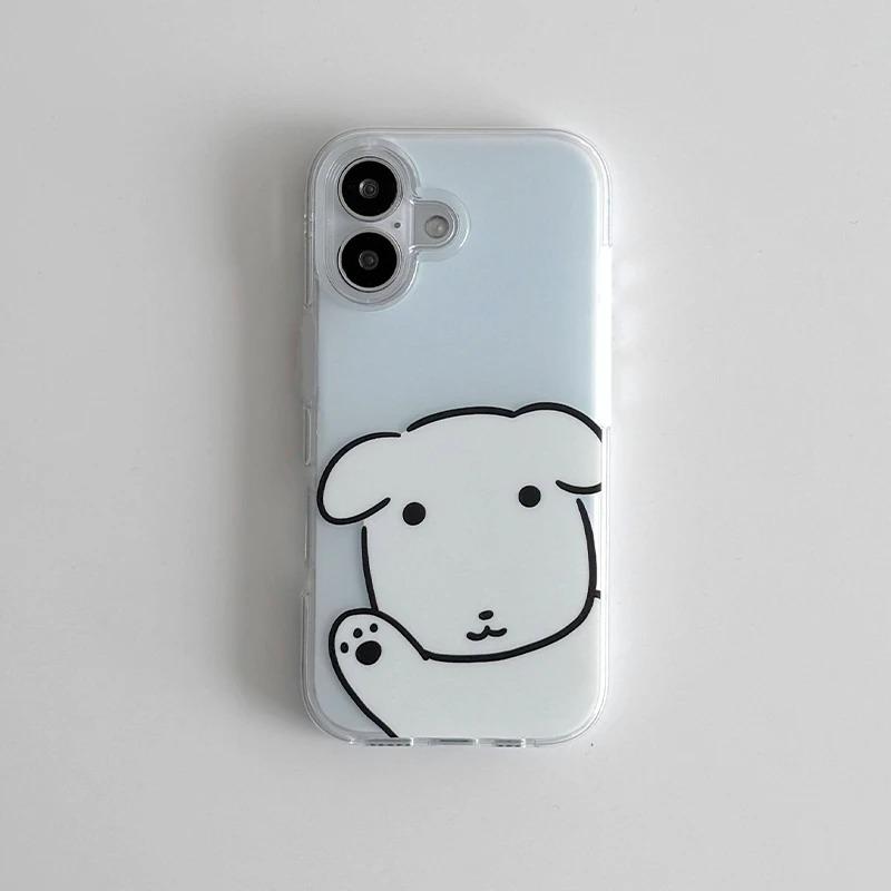 Minimalist Cute Puppy Phone Case For iPhone 17 16 15 14 13 12 11 Pro Max 7 8 Plus 16e 17e Air X XR XS Max Shockproof Back Cover