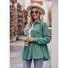 YYFS Women's Fashion Casual Spring Fall Solid Color Print Long Sleeve POLO Neck Blouses & Shirts