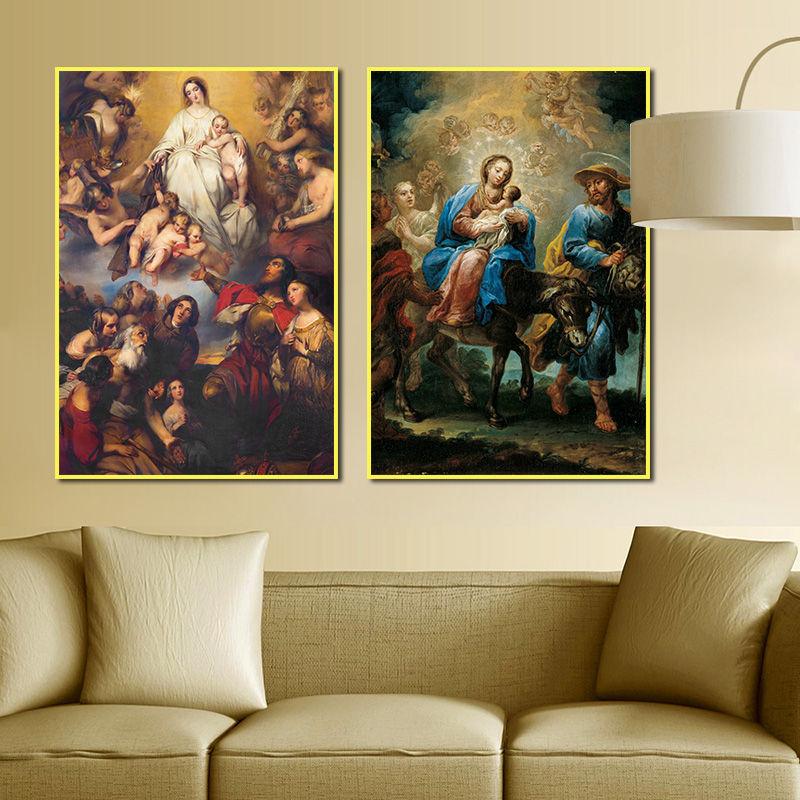 Sacred Heart of Jesus The Virgin Mary of Guadalupe Canvas Painting Poster Print Wall Art Picture for Living Room Office Decorate No Frame