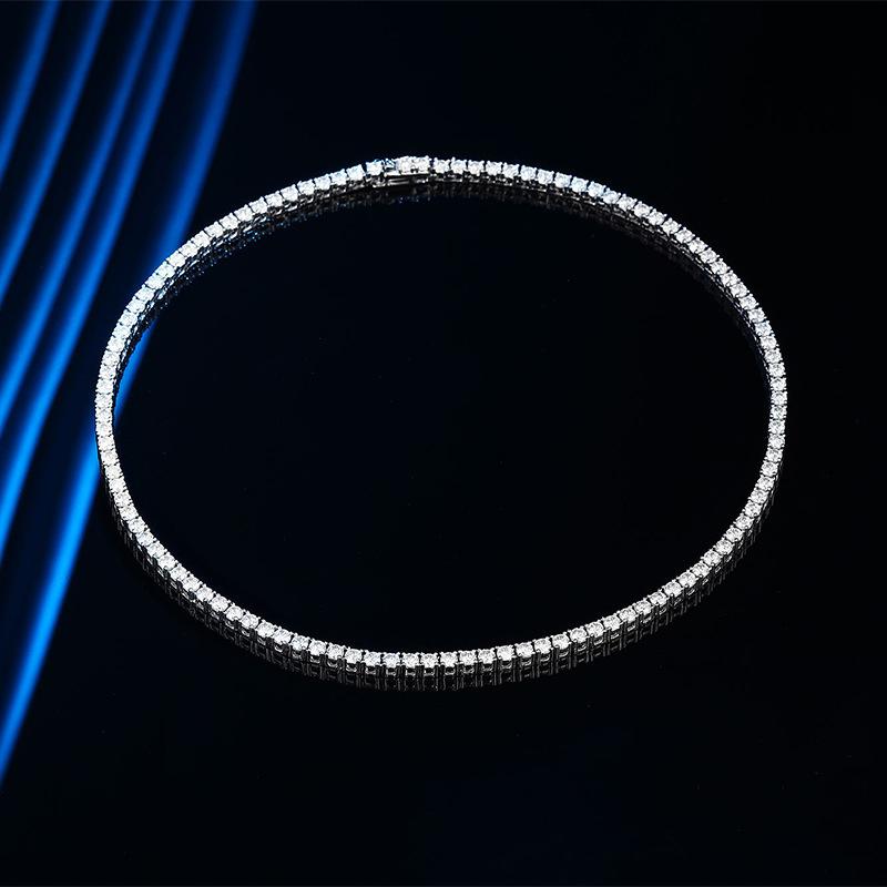 10 Points Moissanite Necklace Row Drill Four Prongs Sterling Silver Simple Group Inlaid With Diamonds