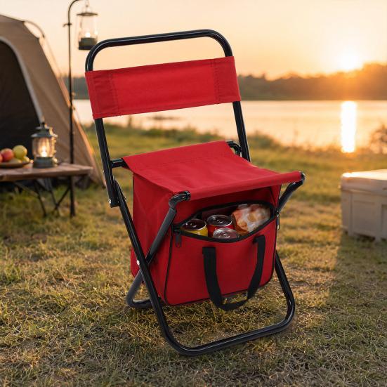 Folding Fishing Chair with Bag, Collapsible Chair with Storage & Backrest, Portable Backrest Stool for Fishing, Hunting, Camping, Travel