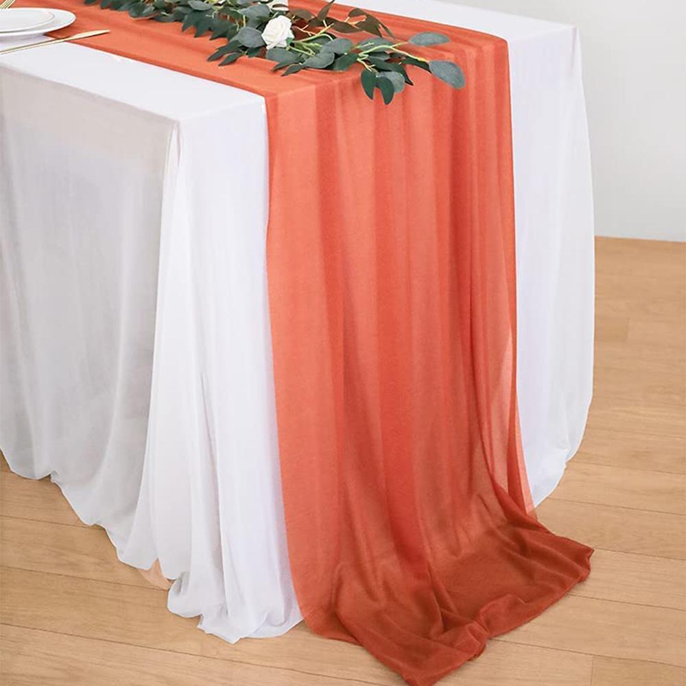 Gauze Chiffon Table Runner 300*70cm Tablecloth Wedding Birthday Party Bridal Shower Table Decoration