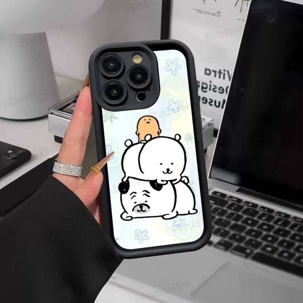 

Cute White Joke Bear Silicone Soft Phone Case For IPhone 17 16 15 14 Plus 13 12 Mini 11 Black Cover iPhone 17 Air
