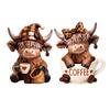 Handgefertigte Harz-Kaffeehaus-Dekoration 2 Stück Kuhfigur, Niedliche Tierstatue für Zuhause Schreibtisch Eingang Schrank Dekorative Figur Dekor, Café-Stil