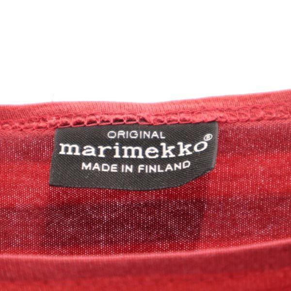Marimekko Made In Finland Border Pattern 7 Minutes Sleeve Cut S Red Tops Women Used