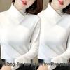 Women's Half-High Collar Fleece Base Layer Shirt – Versatile Long Sleeve T-shirt for Autumn/Winter.