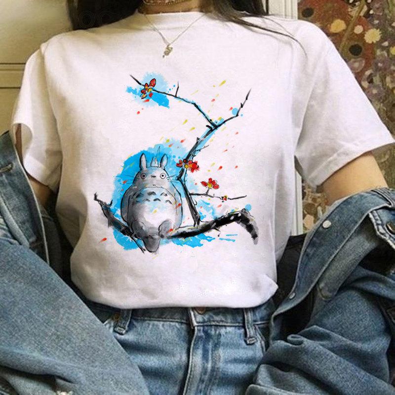 Cartoon Totoro Anime Series Printing, Summer Campus Large Size Men's and Women's Short Sleeve Anime T-shirt