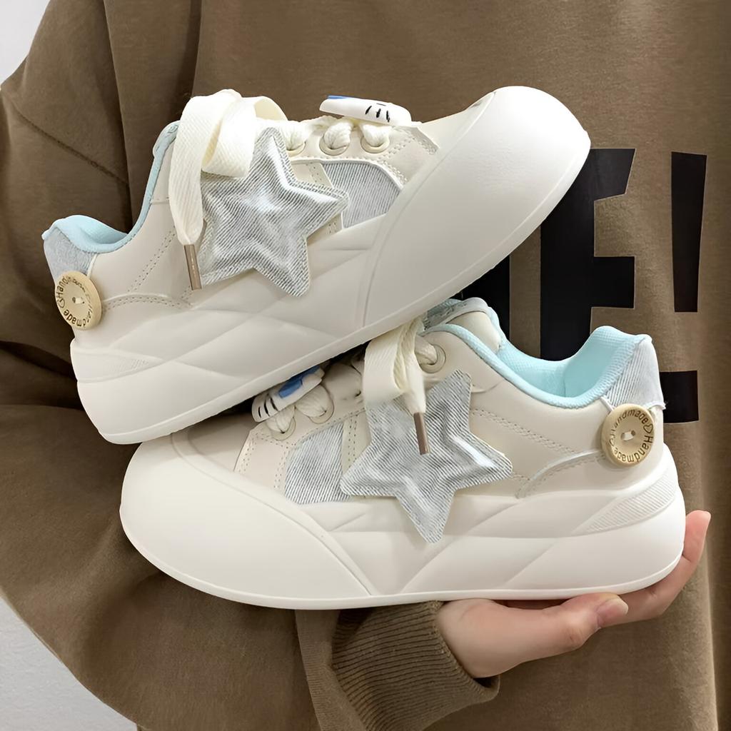 Thick Baseplate Shoes Women's Autumn New Little White Shoes Cute Campus Style Student Sports Shoes Versatile Casual Shoes Tide