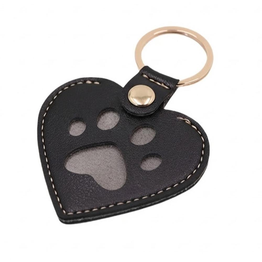 Mini Pet Hair Memorial Keychain PU Leather Cat Paw Keychain Cat Dog Hair Bag  For Pet Owner