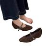 Inner heightening suede black single shoes women's shoes 2025 new spring and autumn square head with skirt Mary Jane evening shoes