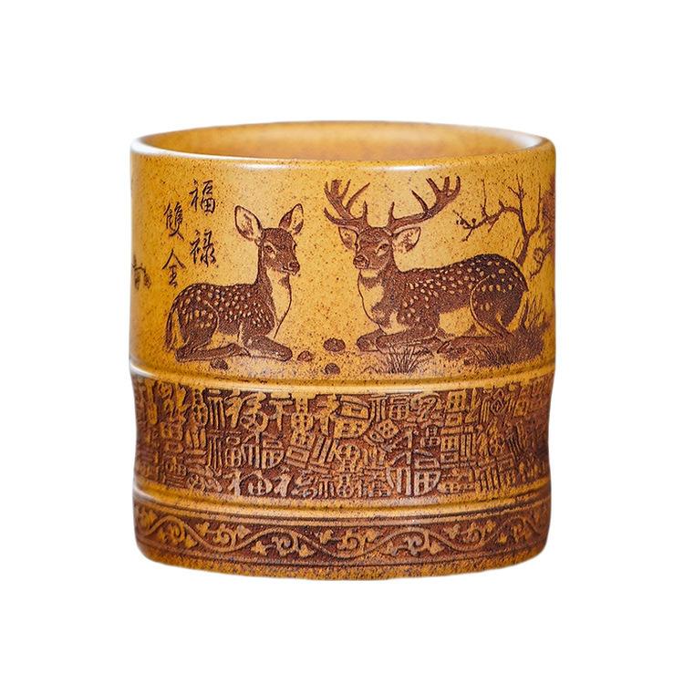 

170ml Yixing Zisha Fu Deer Teacup Handmade Tea Bowl Mug Tea-tasting Fragrance Cup Jianzhan Master Cups For Tea Accessories Craft