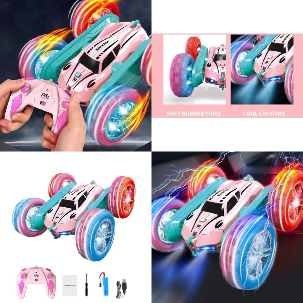 Amazing Colorful Remote Control Stunt Car With Light Up Wheels For Kids Fun