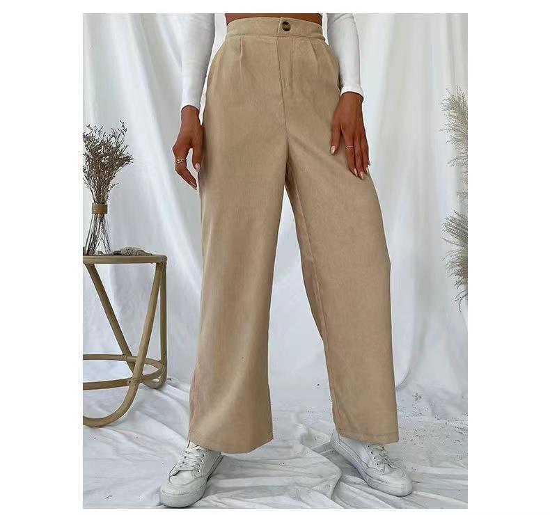 Women's Corduroy Wide-Leg Casual Pants - European and American Style